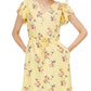 Maison Jules Women's Floral-Print Flutter-Sleeve Dress Yellow Size X-Small