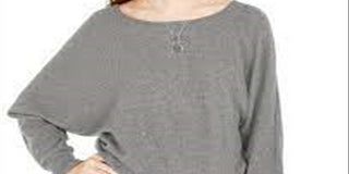 BCX Junior's Fuzzy Necklace Top Grey Size Medium