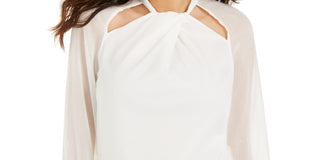 Thalia Sodi Women's Twist Neck Cutout Top White Size X-Large