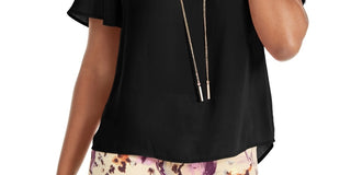 Thalia Sodi Women's Chain Trim Top Black Size Large