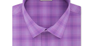 Kenneth Cole Reaction Men's Slim Fit Plaid Button Down Shirt Purple Size 17X36-37