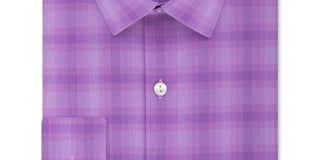 Kenneth Cole Reaction Men's Slim Fit Plaid Button Down Shirt Purple Size 17X36-37