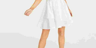B Darlin Junior's Embellished Applique Waist Dress White Size 7/8
