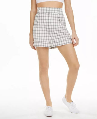 Danielle Bernstein Women's Plaid Shorts Natural Size 14
