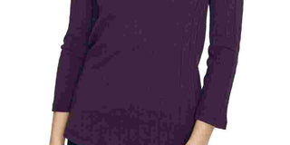 Sanctuary Women's Textured 3/4 Sleeve Scoop Neck T-Shirt Top Purple Size Small