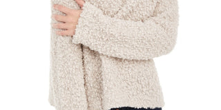 Hippie Rose Junior's Textured Cowl Neck Sweater Beige Size Small