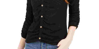 Crave Fame Junior's Ruched Textured Top Black Size X-Large