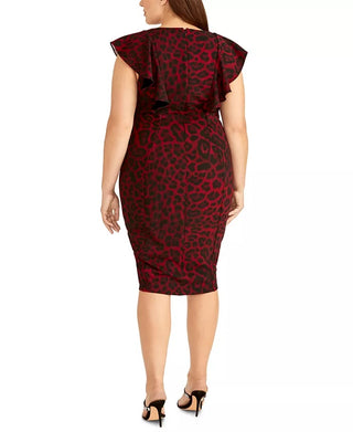 Rachel Roy Women's Trendy Plus Size Animal Print Ruffle Dress Red Size Petite Small