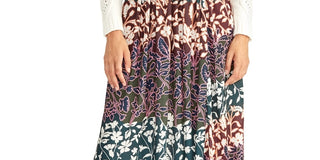Rachel Roy Women's Printed Pleated Eden Skirt Brown Size Small
