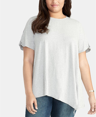 Rachel Roy Women's Trendy Plus Size Split-Sleeve Asymmetrical Top Gray Size 2X
