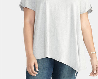 Rachel Roy Women's Trendy Plus Size Split-Sleeve Asymmetrical Top Gray Size 2X