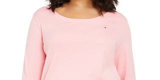 Tommy Hilfiger Women's 3/4 Sleeve T-Shirt Pink Size 0X