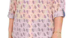 Tommy Hilfiger Women's Polka Dot Heart Print Cotton Shirt Pink Size 0X