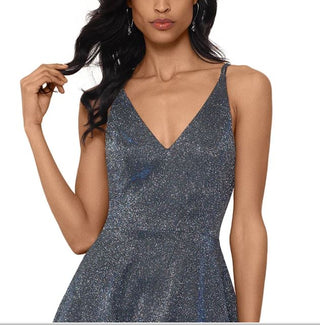 XscapeWomen's Glitter Fit & Flare Dress Charcoal Size 0