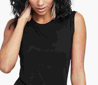 Rachel Roy Women's Black Ruched Sleeveless Jewel Neck Top Black Size X-Small