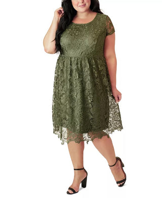 Maree Pour Toi Women's Plus Maree Pour Toi Lace Fit & Flare Dress Green Size 12W