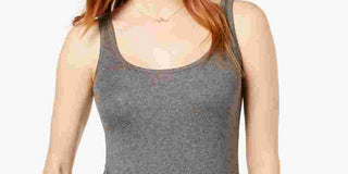 Maison Jules Women's Scoop Neck Cotton Blend Tank Top Gray Size X-Small