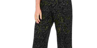 28Th & Park Women's Glitter Burnout Velvet Slit Pants Yellow Size X-Large