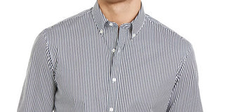 Michael Kors Men's Shirt Striped Button Down Slim Fit Gray Size XX-Large