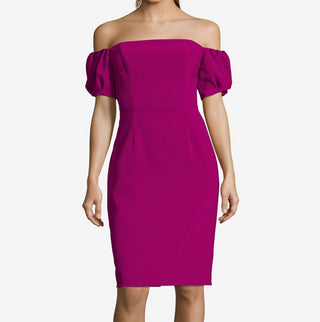 Betsy & Adam Women's Dress Off Shoulder SeaPuff Sleeve Fuchsia Size 1-3