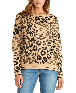 Rachel Roy Women's Animal Printed Pullover Sweater Beige Size Small