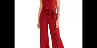 Rachel Roy Women's Tie Cap Sleeve Sweetheart Neckline Wide Leg Party Jumpsuit Red Size Medium