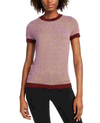 Maison Jules Women's Ribbed Ringer Short Sleeve Sweater Red Size X-Small