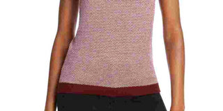 Maison Jules Women's Ribbed Ringer Short Sleeve Sweater Red Size X-Small