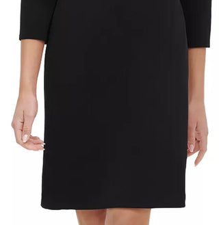 Tommy Hilfiger Women's Long Sleeve Above The Knee Shift Dress Black Size 0 Petite