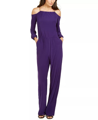 NY Collection Women's Chain Link Jumpsuit Purple Size Petite Small