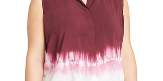 Single Thread Women's Ombre Sleeveless Button Down Top Purple Size 2X