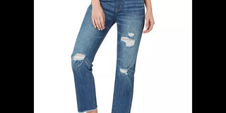 Numero Women's Ripped High Rise Frayed-Hem Denim Jeans Blue  Size Square 30