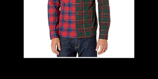 Levi's Men's Patchwork Plaid Button Down Shirt Red Size X-Large