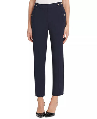 DKNY Women's Zippered Embellished Wear To Work Pants Blue Size 6