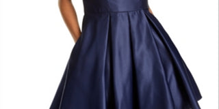 Blondie Nites Women's Velvet Cuff Short Fit & Flare Dress Blue Size 3
