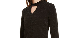Monteau Women's Blouse Shimmer Mock Neck Black Size Petite S