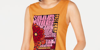 Tommy Hilfiger Women's Cotton Graphic Tank Top Orange Size Large