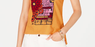 Tommy Hilfiger Women's Cotton Graphic Tank Top Orange Size Large