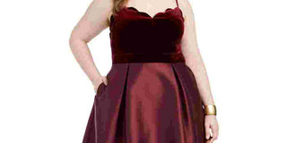 Teeze Me Women's Trendy Plus Velvet Top Dress Red Size 24