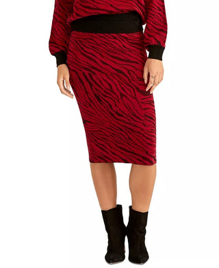 Rachel Roy Women's Animal Print Midi Skirt Red Size Medium