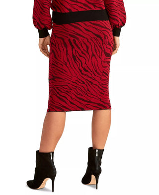 Rachel Roy Women's Animal Print Midi Skirt Red Size Medium