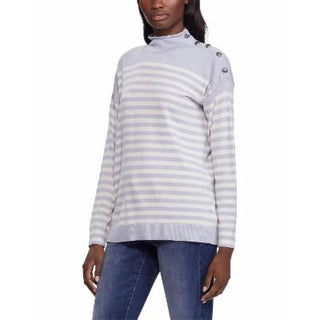 Ralph Lauren Womens Striped Long Sleeve Turtle Neck T-Shirt Top Light Blue/White  Size M