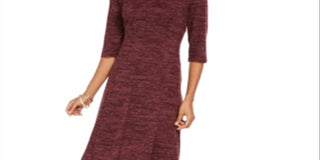 Connected Women's 3/4 Sleeve Above The Knee Fit Flare Dress Purple Size 6