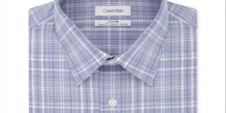 Calvin Klein Men's Steel Classic Fit Non Iron Performance Stretch Check Dress Shirt Blue Size 16X32X33