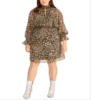 Rachel Roy Women's Lucky Leopard Dress Leoprad Size 0X