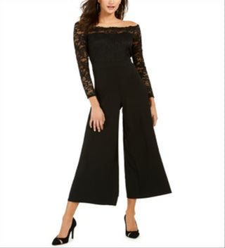 Thalia Sodi Women's Lace Off Shoulder Evening Wide Leg Jumpsuit Black Size Small