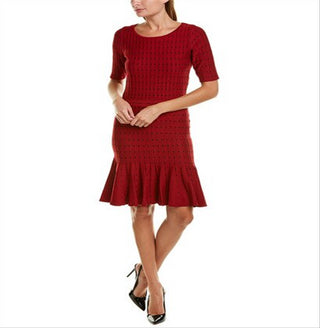 Taylor Women's Polka-Dot Sweater Dress Red Size Small