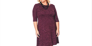 Connected Women's Plus Size Fit & Flare Sweater Dress Purple Size 24W