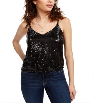 Crave Fame by Almost Famous Women's Tank Top Sequined Sleeveless Black Size Medium