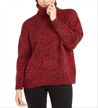 Michael Kors Women's Knitted Long Sleeve Turtle Neck Sweater Red Size Small